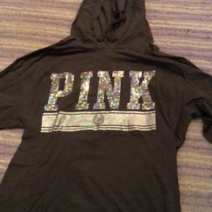 Pink gray sparkly hoodie